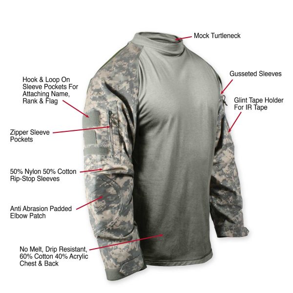Rothco Desert Digital Camo Military NYCO FR Fire Retardant Combat Shirt 90020