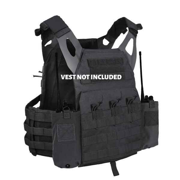 Rothco Black Lightweight Armor Carrier Vest Velcro Side Radio Pouch Set of 2